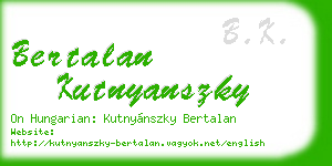 bertalan kutnyanszky business card